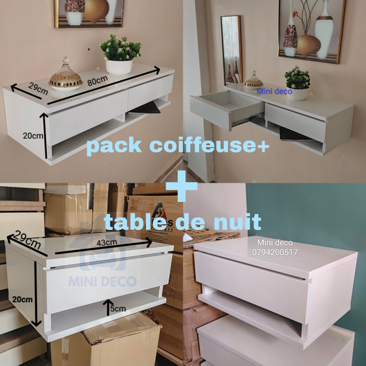 pack coifeuse +table de nuit